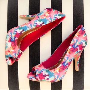 Christian Siriano Floral Peep Toe Heels